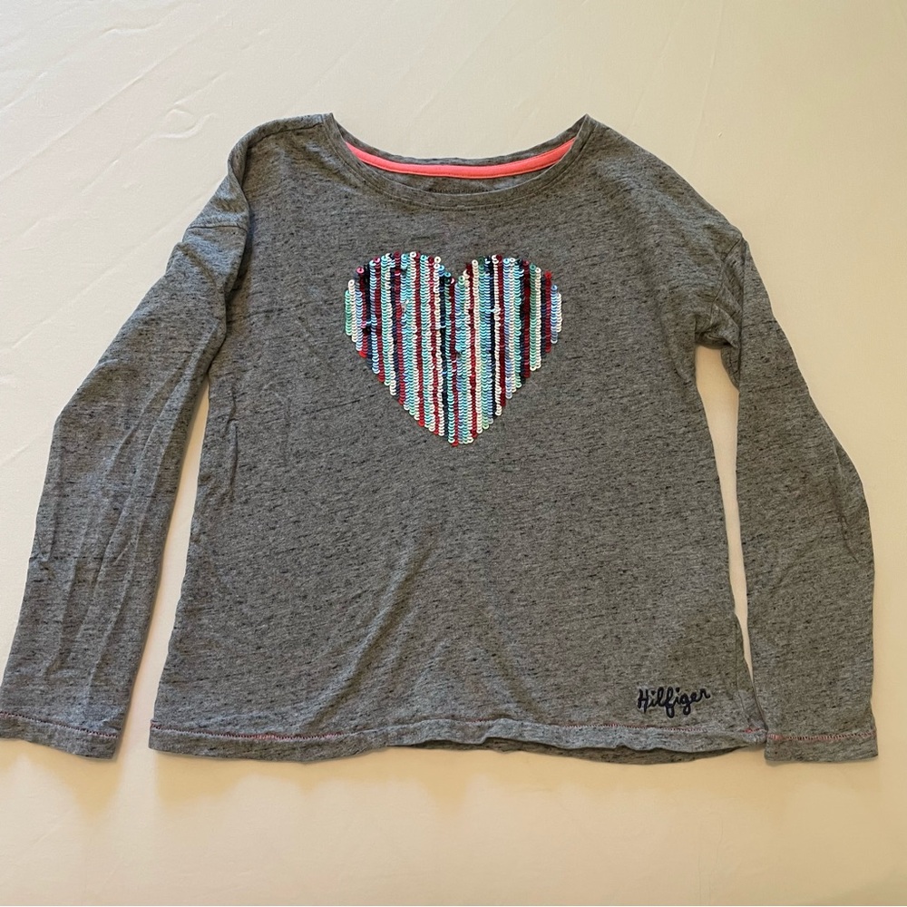 Sequined heart long sleeve top